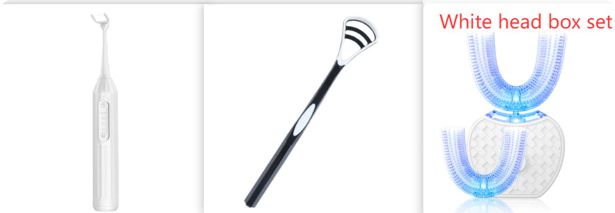 Escova Elétrica 360° em Formato U – Limpeza Completa, Luz Azul Clareadora