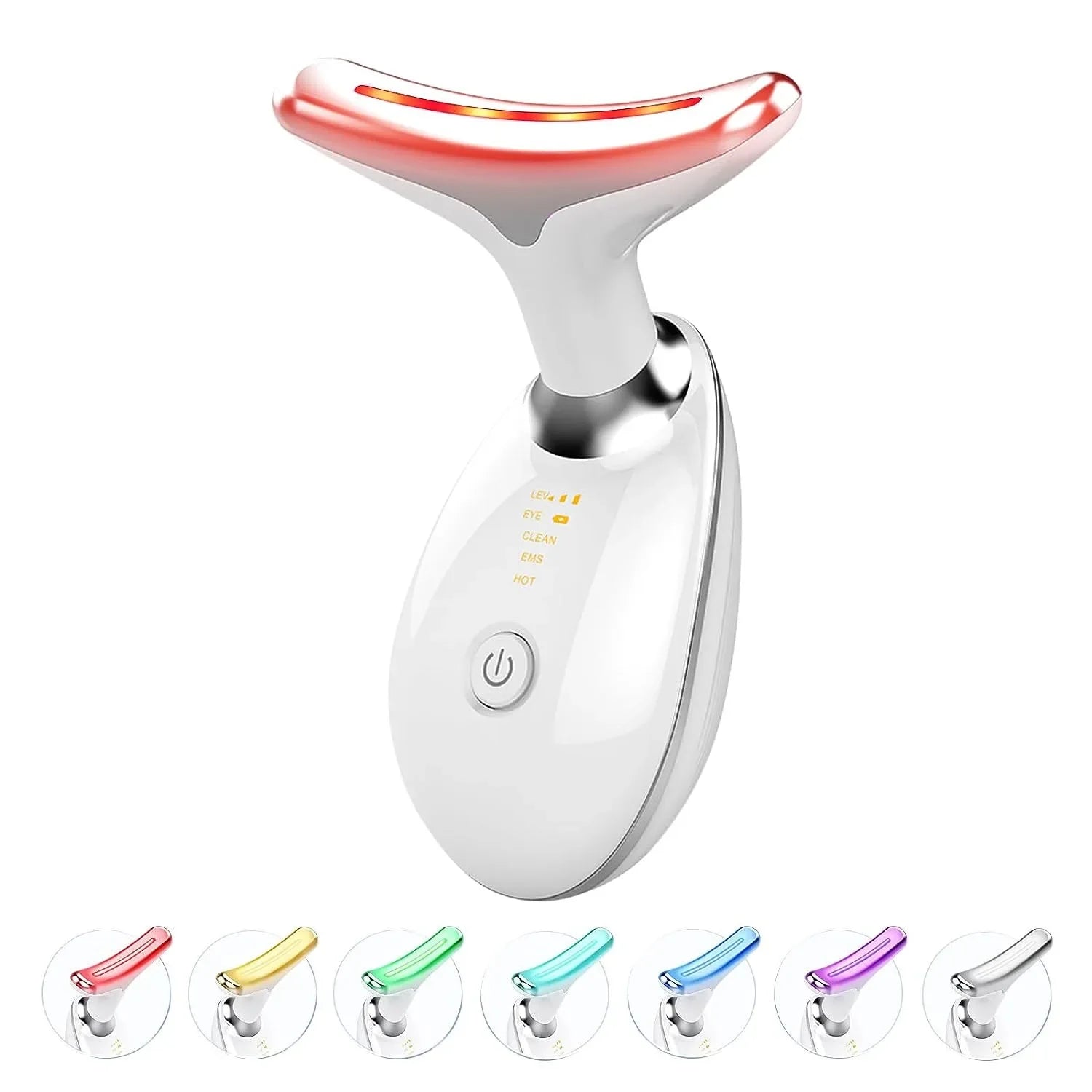 Massageador EMS pescoço rosto LED 7 cores anti-rugas
