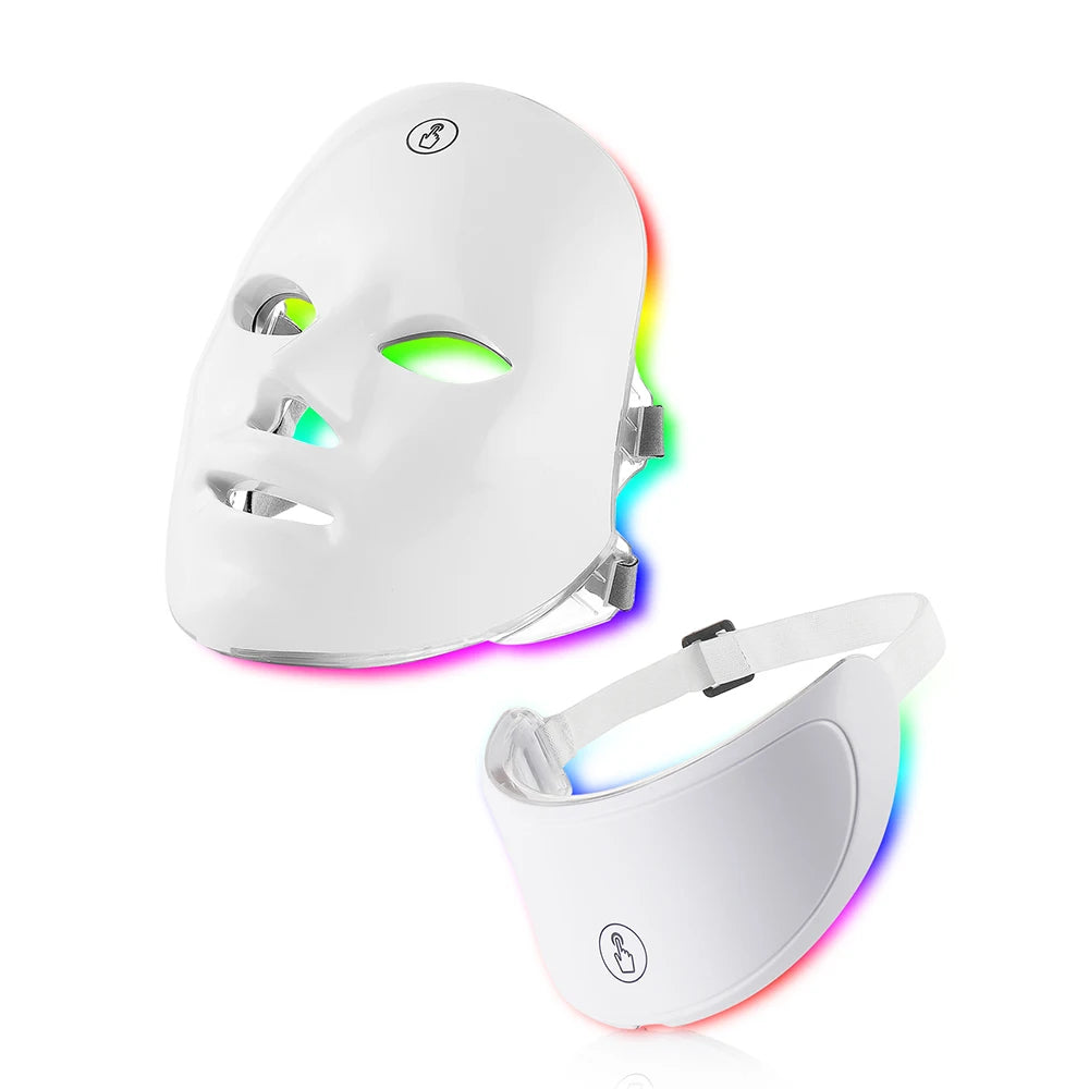 Máscara LED facial 7 cores para tratamento anti-rugas e acne