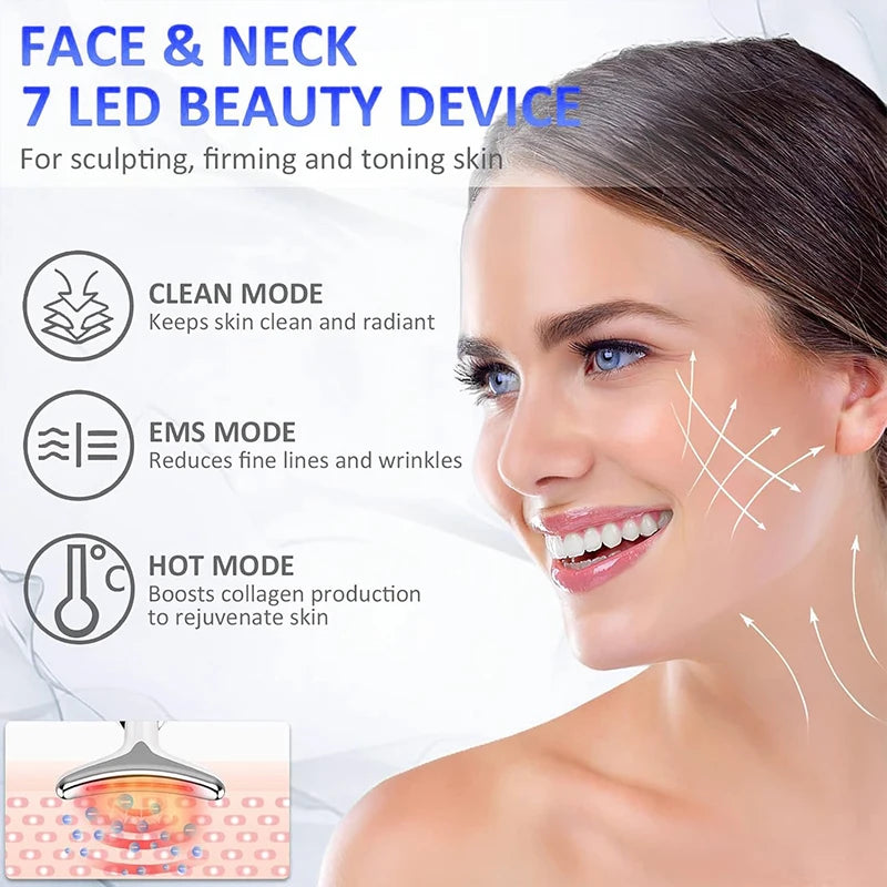 Massageador facial EMS LED terapia fotônica
