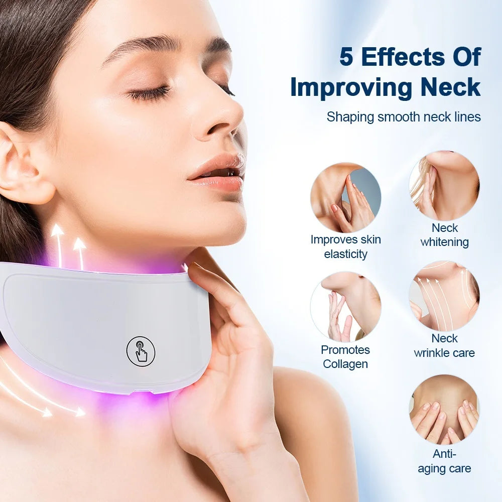 Fototerapia LED facial com diferentes cores de tratamento
