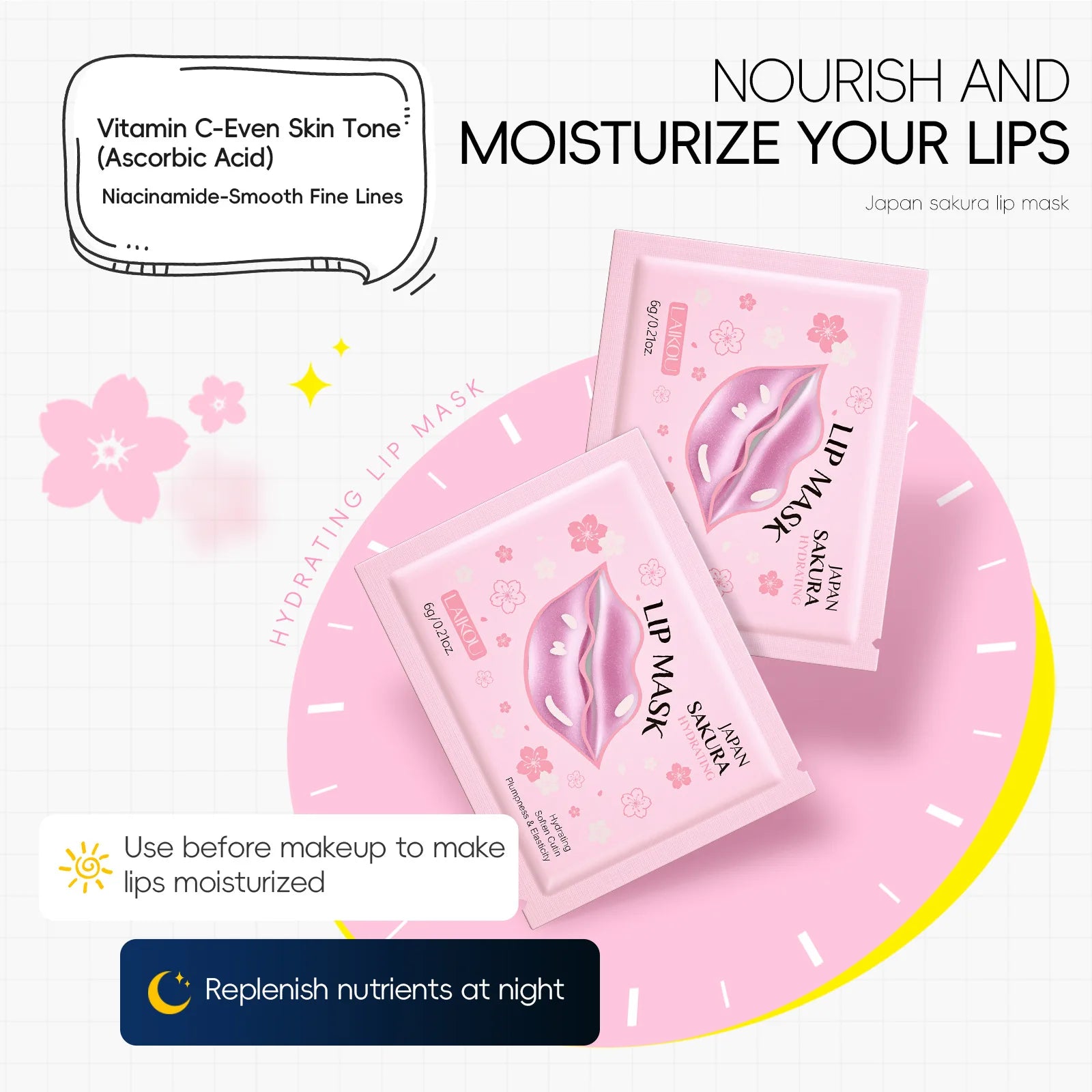 Hidratante labial cereja Sakura uso noturno
